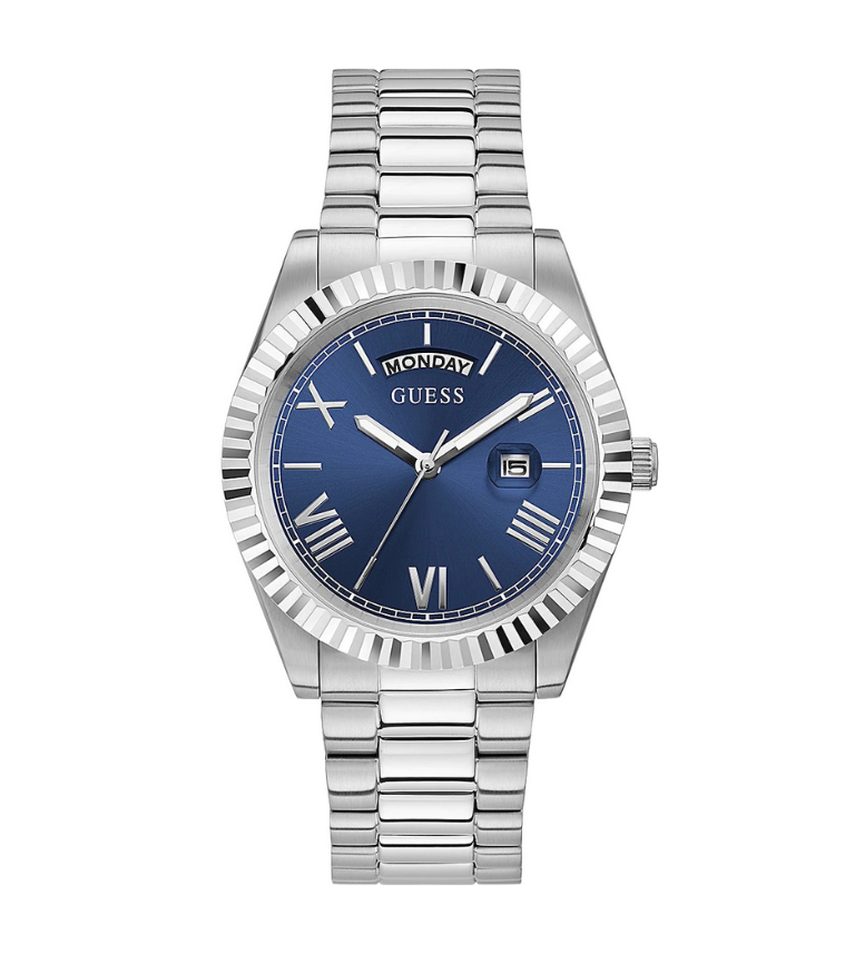 Montre Guess Connoisseur pour homme en acier inoxydable avec cadran bleu